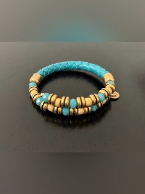Alex and Ani Bracelet, Braided Leather Uncharted Voyage Wrap, Caribbean